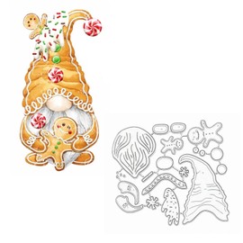 Christmas Gnome Metal Die Cuts,Xmas Santa Gnome Gingerbread Man Cutting Dies Cut Stencils for DIY Scrapbooking Photo Decorative Embossing Paper Dies for Scrapbooking Card Making