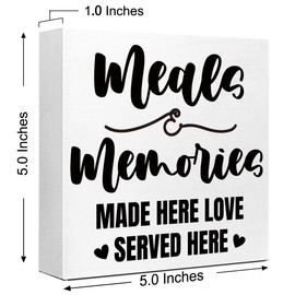Funny Kitchen Wood Block Signs,Meals and Memories are Made Here Wooden Box Sign for Kitchen Shelf Home Tabletop Desk Decor,Rustic Kitchen Sign Decor,Chef's Gift