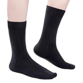 YUEDGE Women's Black Breathable Cotton Socks Lightweight Basic Womens Socks Plain Classic School Dress Socks for Women Size 4-7, Multipack, 5 Pairs