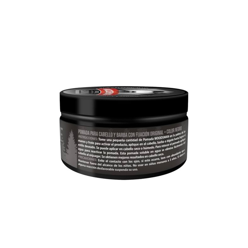 Woodsman - Pomada Negra Para Cabello Y Barba Cubre Canas,