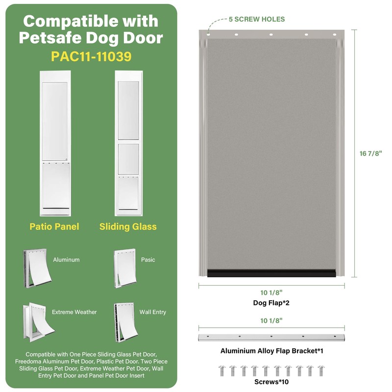 2 Pack Large Dog Door Replacement Flaps with Metal Bracket
