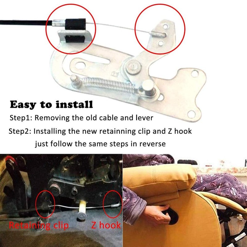 ttmagic 2Pcs Metal Recliner Handle Replacement Parts with Cable, Universal