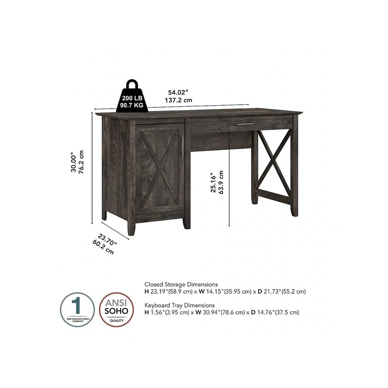 Bush Furniture Key West Computer Desk with Keyboard Tray and