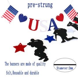 Patriotic Soldier Decoration Banners, 4th of July Memorial Day Party Decorations,Army Military Camouflage Party Decoration Supplies (Black&USA, 2pcs)