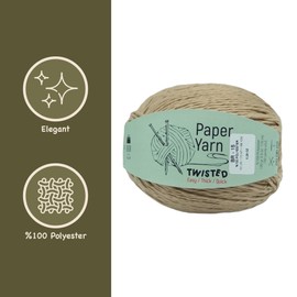 Paper Raffia Yarn Twisted 1 Strands Kraft Paper Yarn Raffia Yarn Soft Raffia Ribbon Yarn Polyester Yarn for Crochet DIY Weaving - Total Length 170 m (180 yds 150 gr) Thick Thread