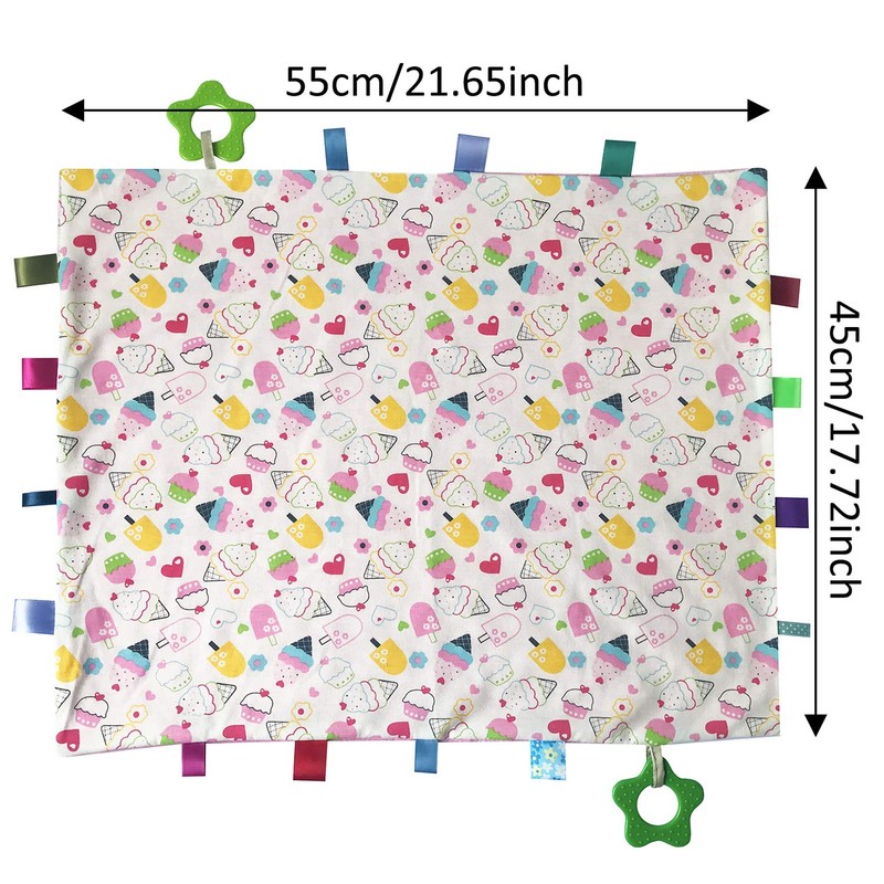 Large Tag Security Blanket for Babies - Toddlers Taggy Security