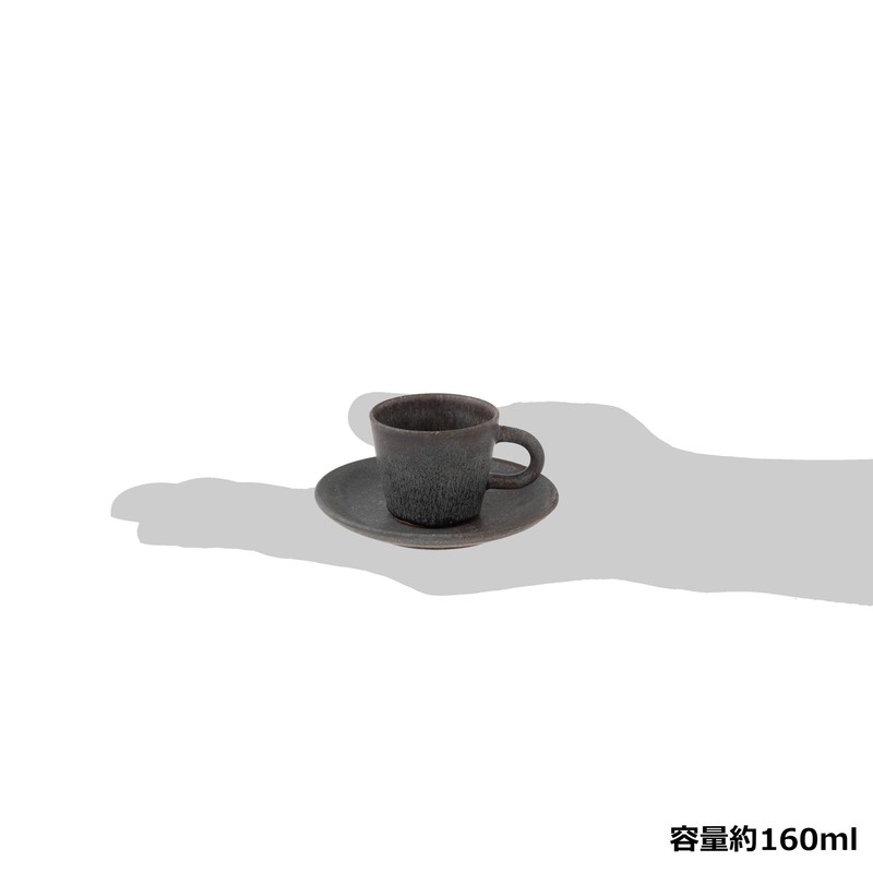 Marui Pottery MR-3-4388 Shigaraki Ware Hechimon Cup & Saucer, Capacity