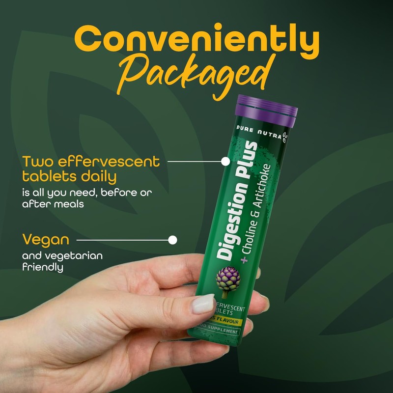 Digestion Plus Effervescent|with Artichoke Extract and Choline|20 Tablets per Tube|