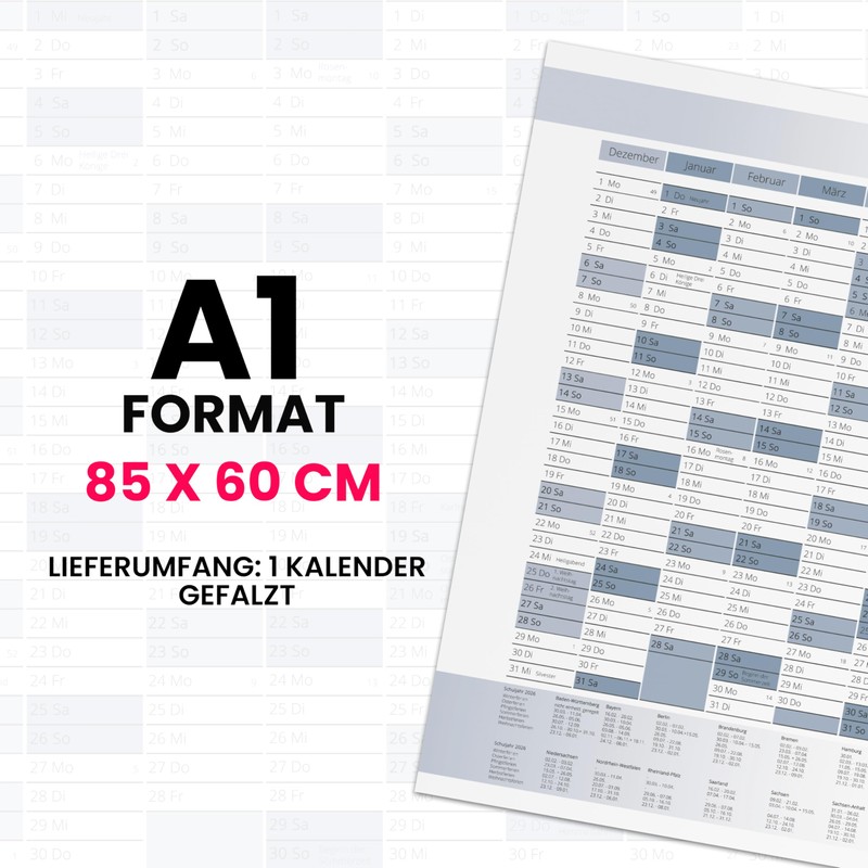 XXL Annual Calendar 2026 + January 2027 Year Planner in