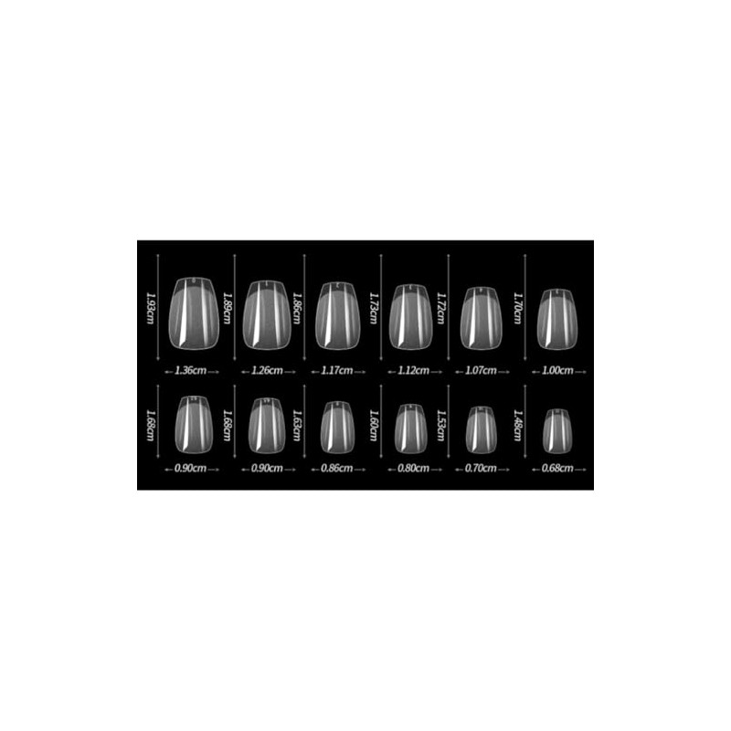 Full Cover Nail Tip - Short Coffin Clear (100pcs)