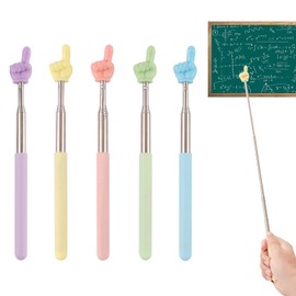Pack of 5 Extendable Pointer Finger, Colourful Finger Shape, Stainless Steel Children's Extendable Pointer Rod for Teaching, Presentations, Lectures, Readings