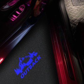 2 pcs Non-Fading Outback LED Car Door Logo Lights Courtesy Projector Laser Welcome Light Ghost Shadow Outback Accessories Puddle lamp Compatible with Outback(Outback-Blue-HD)