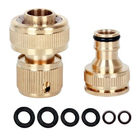 Brass Garden Tap Hose Connector Outside Tap Connectors Kit,Hose End Quick Connect Fitting 3/4" Hose Pipe Quick Connector,1/2 & 3/4 Inch 2-in-1 Threaded Tap Connector Adapter for Watering,Car Washing