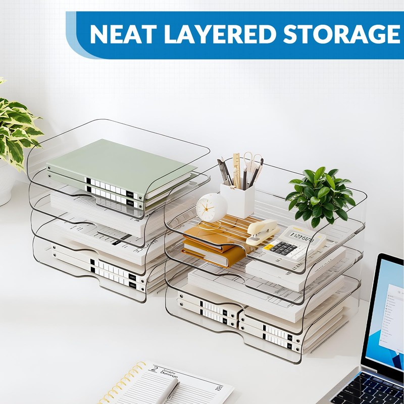 4-Tier Horizontal Acrylic Paper Organizer for A4/Letter Documents