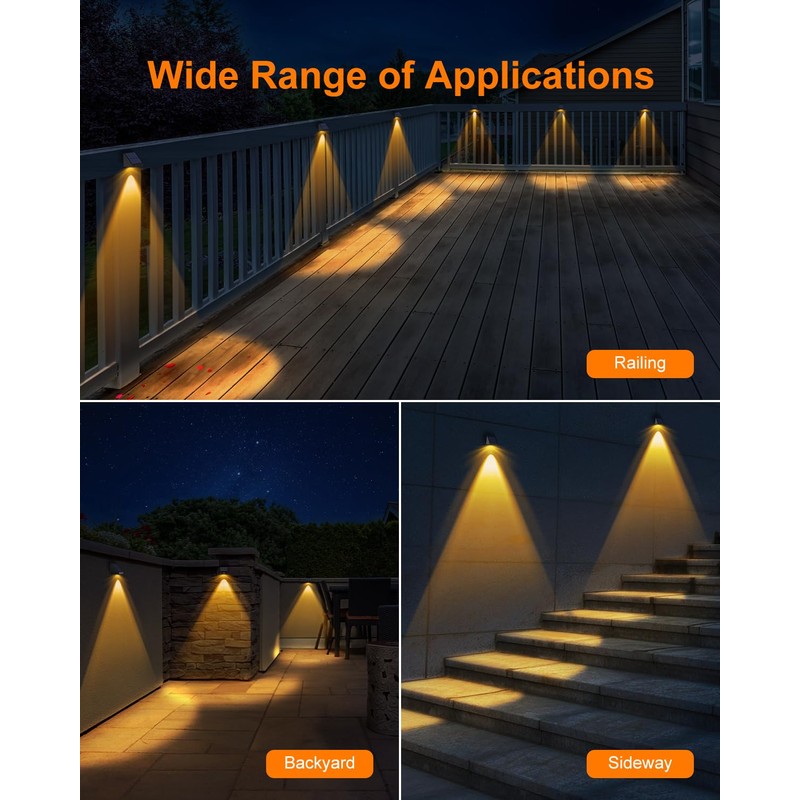16 Pack Decoration Solar Powered Fence Lamps Outdoor Waterproof with