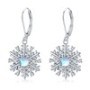 JUSTKIDSTOY Christmas Snowflake Earrings 925 Sterling Silver Moonstone Snowflake Dangle