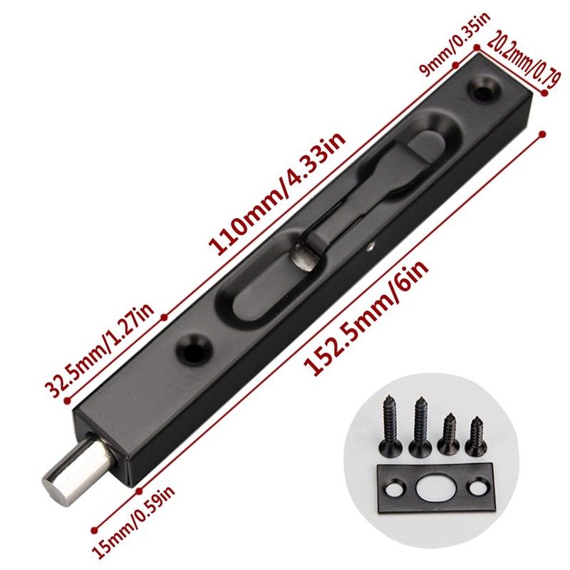 WANLIAN 6 inch Door Bolts,Door Slide Bolt Lock Door Flush
