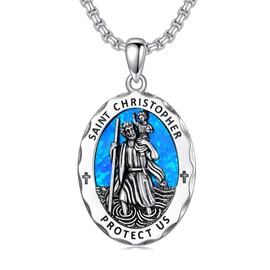 Saint Christopher Necklace Sterling Silver St Christopher Medal Necklace St Christopher Jewelry Catholic Gifts