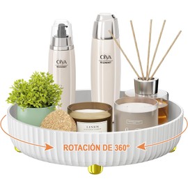 Timotech Organizador de Maquillaje, Organizador de Baño Giratorio, Organizador de Cosméticos y Almacenamiento de Baño, Bandeja Organizadora Giratoria 