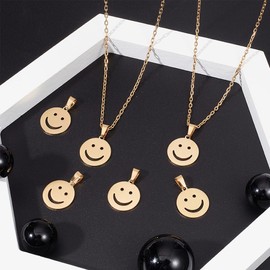 UNICRAFTALE Smile Pendants Golden 304 Stainless Steel Smiling Pendant 19.5 mm Smile Pendant Metal Emotional Pendant Smile Charms for DIY Bracelet Necklace Earring Key Ring Pack of 16, Metal