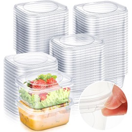 50 Pack 8oz Tamper Proof Containers with Lids Square Clear Deli Containers Disposable Plastic Food Storage Containers with Airtight Lids for Meal Prep Take Out Restaurant Kitchen