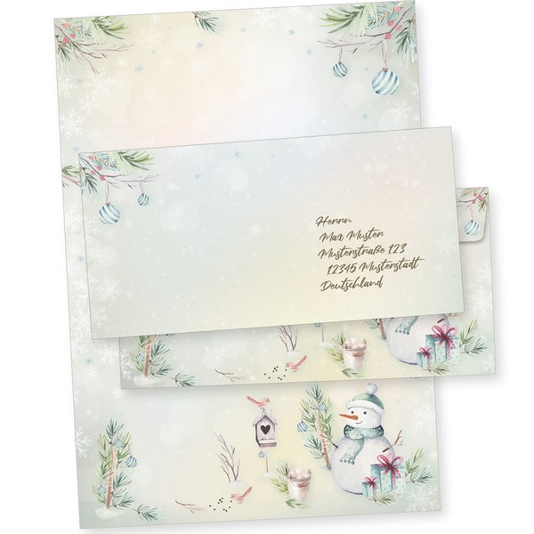 Flöckchen 25 Sets Christmas Letter Paper with Envelope without Window,