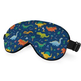 NOHSHE Cartoon Dinosaur Eye Mask Sleeping Mask Cute Animal Rainbow Tree Bones Blue Green Sleep Masks Silky Soft Eye Cover for Women Men Shading Blindfold for Air Travel Sleeping