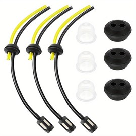 Walquicks Fuel Pipe, 9 Pcs Universal Grass Trimmer Fuel Line with Primer Bulb and Tank Seal Grommet, for Brush Cutter, Mower, Hedge Trimmer Replacement Parts