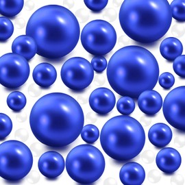 240Pieces Floating NO Hole Pearls Beads for Vases and 2300 PCS Water Beads,Vase Filler Beads,Pearls Decor,Floating Blue Beads Pearls for Vase Centerpiece Party Table Wedding 8/14/20mm(RoyalBlue)