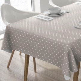 Rectangular Oilcloth PVC Wipe Clean Tablecloth Table Cover 140cm x 180cm 55x70 Stars Beige Grey