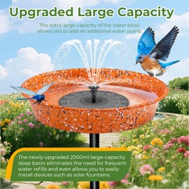 FKKsparkler Freestanding Birdbath for Outside 25'' Height Outdoor Pedestal Birdbath & Bird Feeder Rust-Proof Tall Bird Bath for Outdoor Garden Patio Backyard Lawn Gift for Bird Lover (Orange)