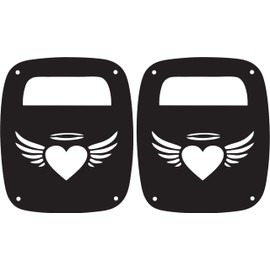 JeepTails Angel Heart tail lamp light covers Compatible with Jeep Wrangler TJ and YJ - Black - Set of 2