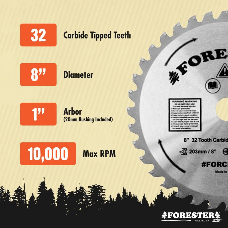 FORESTER Carbide Tip Brush Cutter Blade - 8in x 32