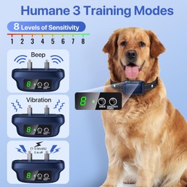 PUMJAG Dog Bark Collar, Smart Automatic Anti Bark Collar with 8 Sensitivity for Large Medium Dogs, Rechargeable No Bark Collar with Three Training Modes Barking Collars