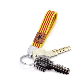 BDM Fabric Bracelet for Men and Women with the Flag of Catalonia Senyera de Catalunya Elastic and Adjustable to the Wrist, a Unisex Fashion Accessory in Yellow, Red, Blue and White.