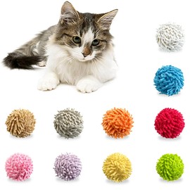Andiker 10PCS Cat Ball Toys in 10, 1.69 Inches Cat Yarn Balls Built-in Bells Colorful Cat Toys for Indoor Cats Reducing Boredom Cleaning Teeth and Keeping Fit (Colorful)