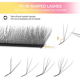 XIUSUZAKI W Lash Extensions 4D Eyelash Extensions W Shape 0.07mm Thickness L Curl 14mm Premade Fans W Lashes Individual Lashes Matte Black 12 Rows False Eyelashes Volume Lashes(W-4D-0.07-L,14mm)