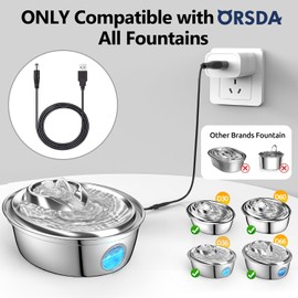 ORSDA Cat Water Fountain Parts Power Cord Replacement ONLY for ORSDA All Pet Fountains D30 / D60 / D36 / D66 - Not for Other Brands Fountain