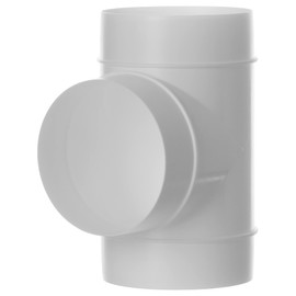 Steinberg14 White Ø 125mm / 5inch Equal T-Piece PVC Connector for Ventilation System, Round Ducting Pipe Connector
