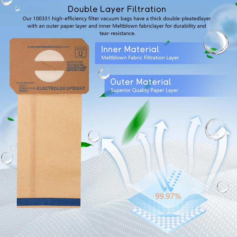 12-Pack Replacement Micro Filtration Vacuum Bags for electrolux Upright Style