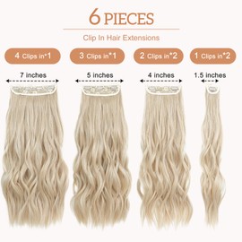 Clip in Hair Extensions for Women - 20 Inch Long Wavy Brown Extensions, 6PCS Blonde Hairpieces that Blend Naturally with Your Real Hair (20 Inch, Blonde)
