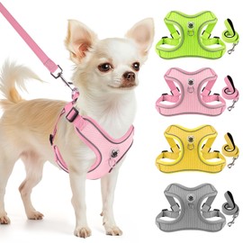 Dog Harness and Leash Set,4 Point Adjustable Reflective Dog Vest Harness,No Pull Harness-Leash for Small Medium Large Sized Dogs Puppy,XS-Pink