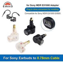 okcsc 0.78 2pin Cable Female(Cable Side) to EXK (Earphone Side) Adaptor Work for 0.78 2pin Cable Connected to for Sony MDR EX1000 EX800 MDR7550 EX600 Earbuds Connector in Curved Shape Transparent