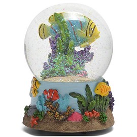 Elanze Designs Sandbar Tropical Fish 100MM Water Globe Plays Tune by The Beautiful Sea