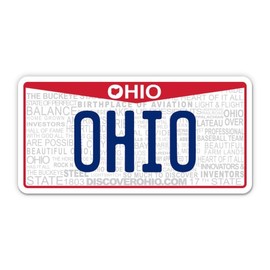 Squiddy Ohio State License Plate Style - Vinyl Sticker Decal for Phone, Laptop, Water Bottle (3.5" Wide)