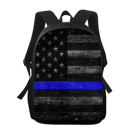 UIACOM Blue Line Backpack Vintage American Police Flag with Blue Line School Bag Travel Backpacks Laptop Bookbag Lightweight 17 inch Large Daypack Rucksack for Women Men Teens Kids