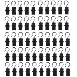 YUHENGCT 50pcs Curtain Clips for Drapes,Duty Hook Clip Small Metal Hangers for Outdoor Camp Tent Decor Vendor Booth Supplies Display Awning Light Party Art Photos Tablecloth, Black