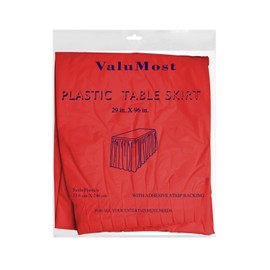 Party Essentials Plastic Table Skirt, 1-Count, 29" W x 8' (96") L, Red