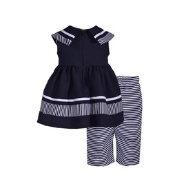Bonnie Jean Vestido de marinero náutico para niña, para bebés, bebés y niñas pequeñas, Azul marino y blanco, 12 meses