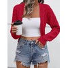 LOMON Womens Cardigan Sweaters Shrug Knit Open Front Crop Sweater(Red,Medium)